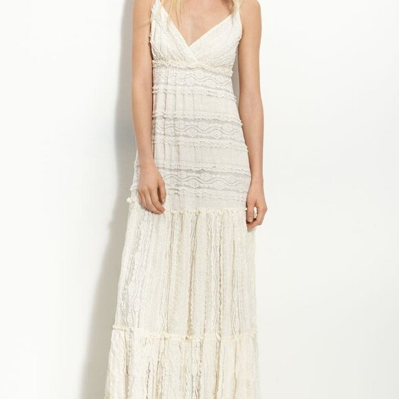 Willow & Clay Dresses & Skirts - Willow & Clay Lace A-Line Maxi Dress | Ivory Boho Cottagecore | Size M